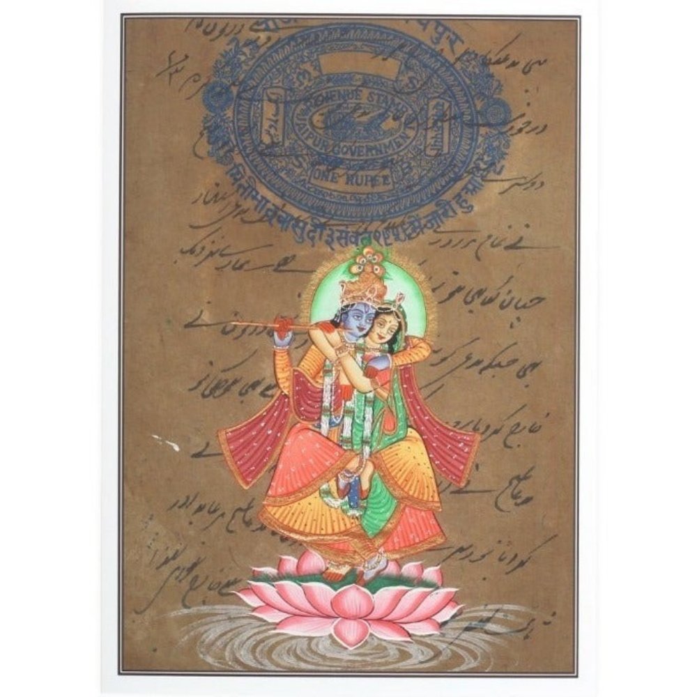 Radha Krishna on Lotus Hindu Godhead Deity Hinduis